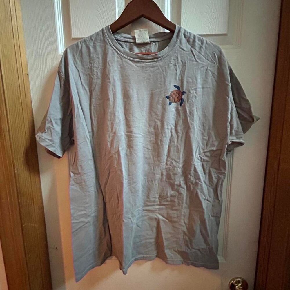 Unbranded Men's Grey and Blue T-shirt